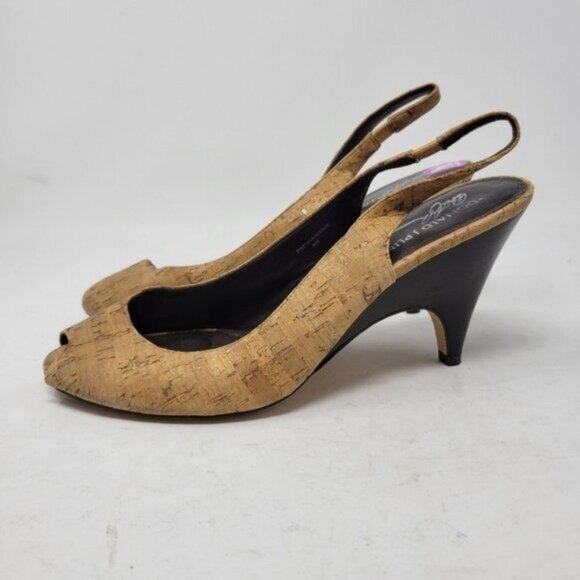 Donald J. Pliner | Papinawewe Slingback Cork Sling Back Peep Toe Pump Heels - Picture 9 of 11